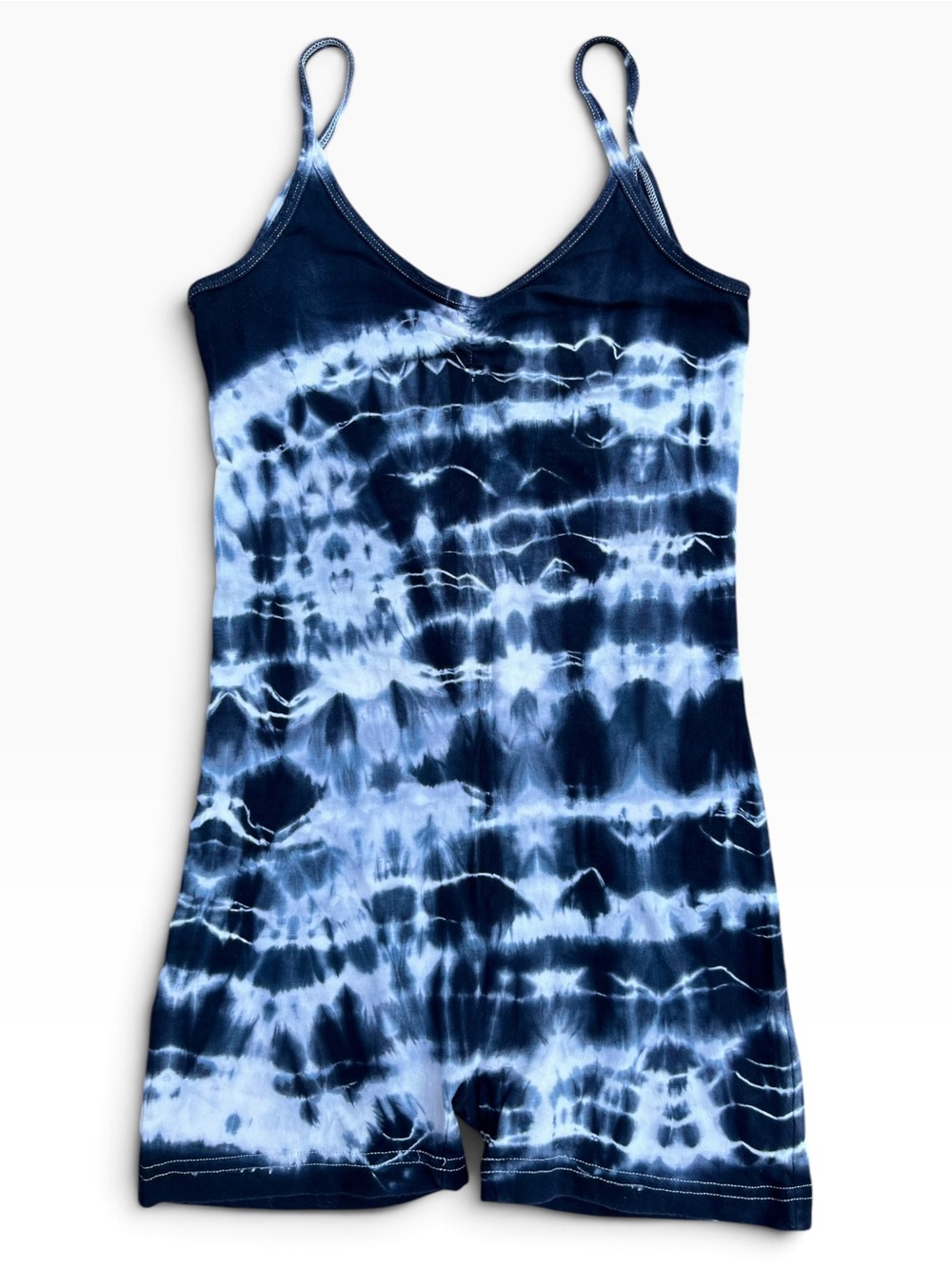 Vintage Y2K American Apparel Navy Tie Dye Stretchy Romper SZ Small